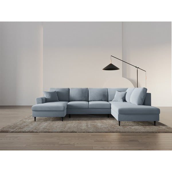 Helesinine sametist panipaigaga nurgadiivanvoodi (parem nurk/"U"-kujuline) Kyoto - Cosmopolitan Design-image-2