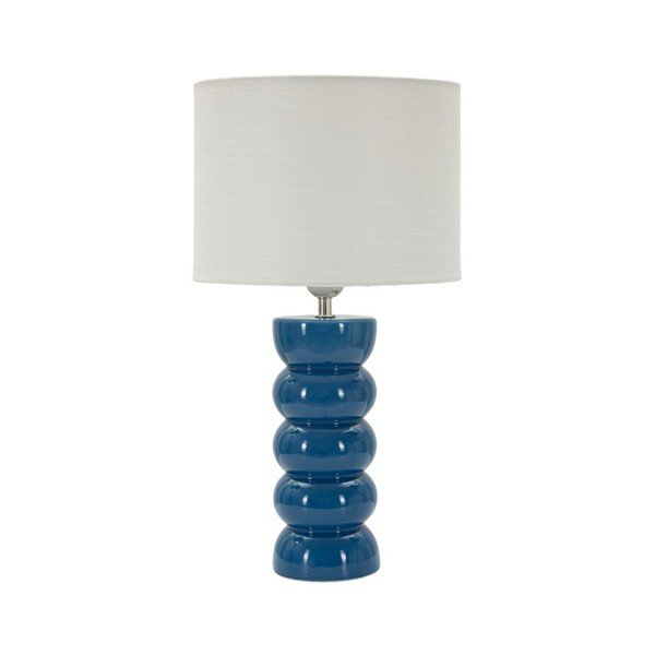 Valge/sinine keraamiline laualamp tekstiilist varjuga (kõrgus 46 cm) Torr - Mauro Ferretti