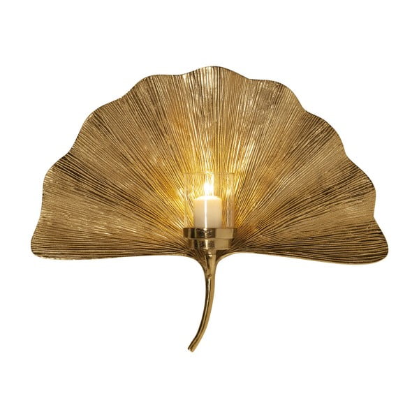 Nástěnný svícen ve zlaté barvě Kare Design Ginkgo Leaf, 60 cm