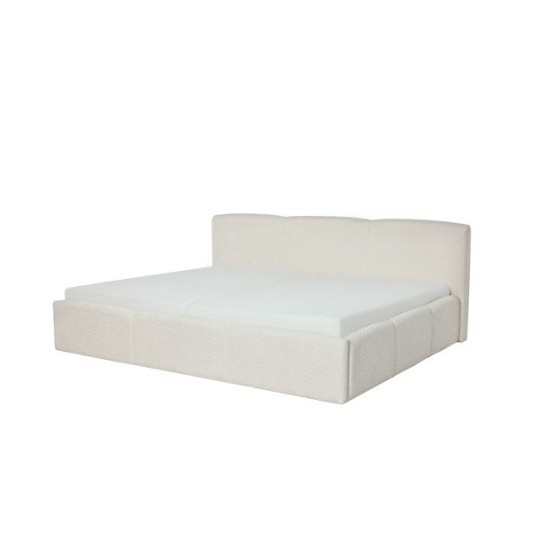 Elevandiluu värvi polsterdatud kaheinimesevoodi panipaigaga ja liistudest raamiga 200x240 cm Merida - Meise Möbel-image-2