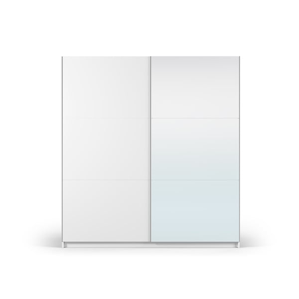 Valge peegli- ja lükandustega riidekapp 200x215 cm Lisburn - Cosmopolitan Design