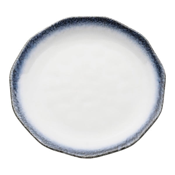 Bílý talíř z kameniny s modrým okrajem Kare Design, Ø 23 cm