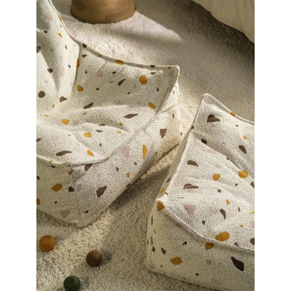 Valge buklee/šenillkangast laste kott-tool Terrazzo Square - Wigiwama-image-4