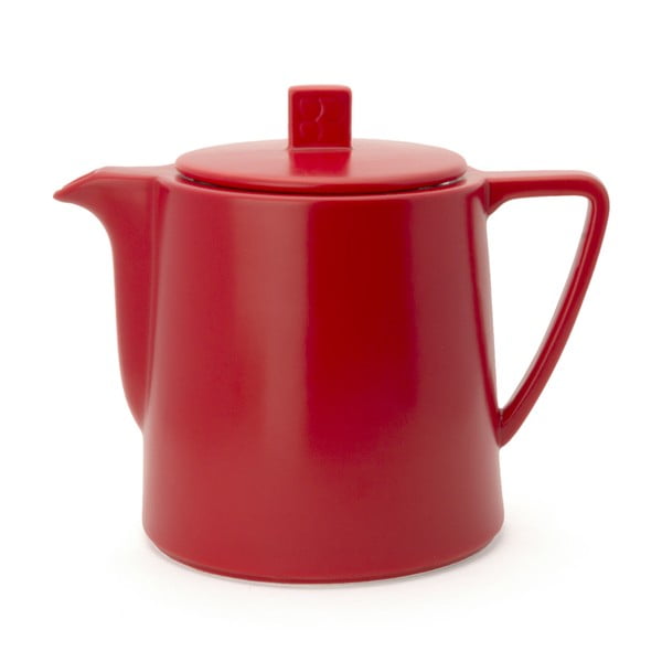 Červená keramická konvice se sítkem na sypaný čaj Bredemeijer Lund, 1 l