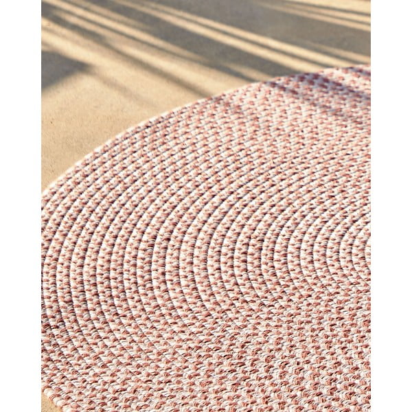 Roosa ümmargune sise- ja välistingimustes kasutatav taaskasutatud kiududest vaip ø 150 cm Rodhe - Kave Home-image-2