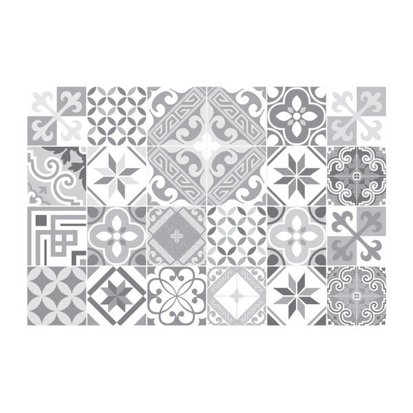 Sada 24 nástěnných samolepek Ambiance Wall Decal Cement Tiles Azulejos Micalina, 10 x 10 cm-image-2