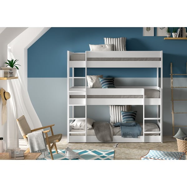 Valge männipuidust laste narivoodi 90x200 cm Scott - Vipack-image-2