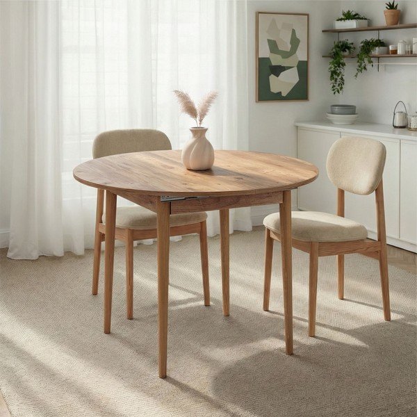 Ümmargune pikendatav söögilaud männipuidust pealispinnaga, ø 100 cm Viona - Kalune Design-image-3