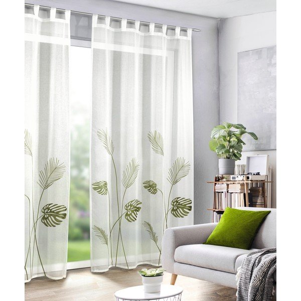 Valge-roheline voile kardin 135x245 cm - Sehlbach-image-1
