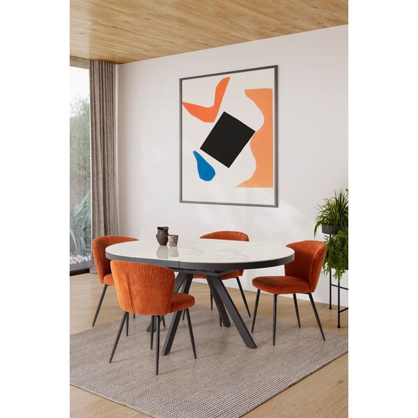 Ümmargune kokkupandav söögilaud täiendava keraamilise lauaplaadiga ø 120 cm Bela - Marckeric-image-2