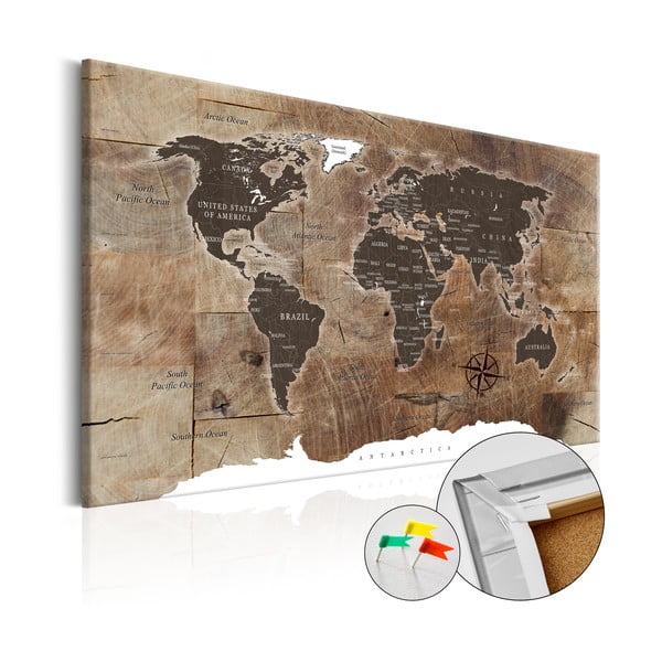 Nástěnka s mapou světa Artgeist Wooden Mosaic, 60 x 40 cm