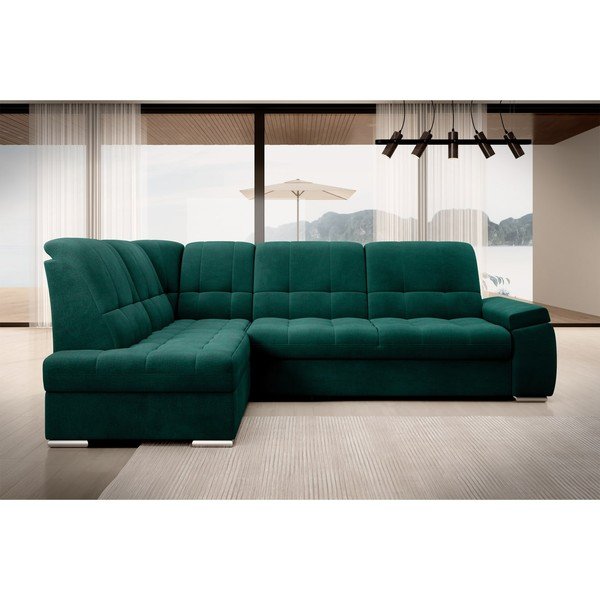 Roheline sametist lahtikäiv/sahtliga nurgadiivan (vasak nurk/L-kujuline) Sado – ELTAP-image-3