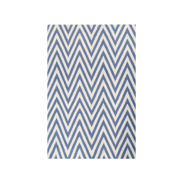 Vlněný koberec Zig Zag Light Blue, 90x60 cm