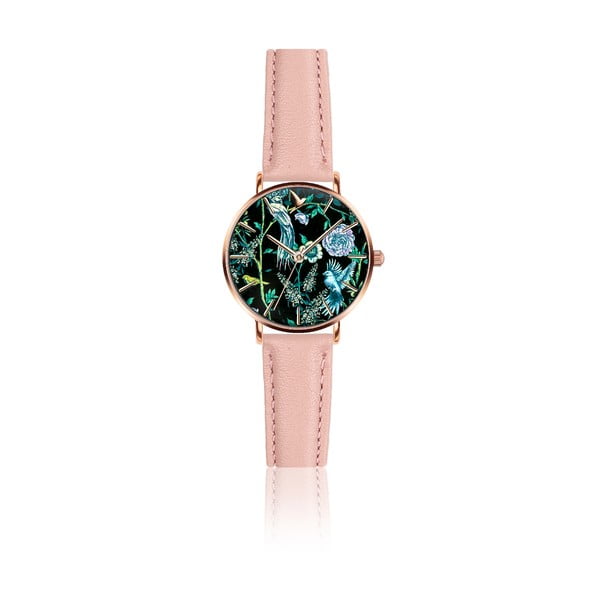 Dámské hodinky s růžovým páskem z pravé kůže Emily Westwood Garden