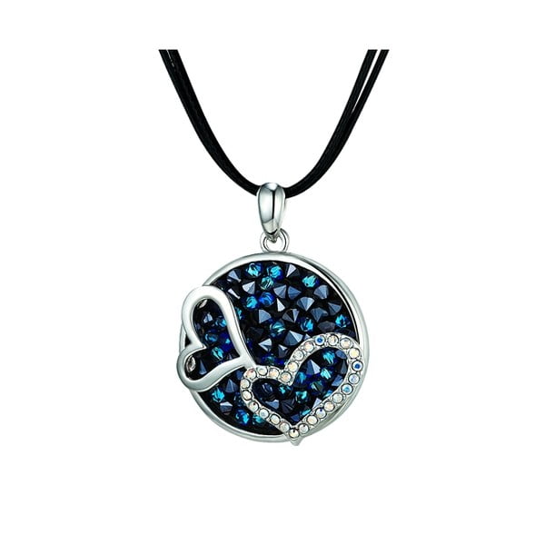 Náhrdelník s modrými krystaly Swarovski Elements Crystals Double Heart