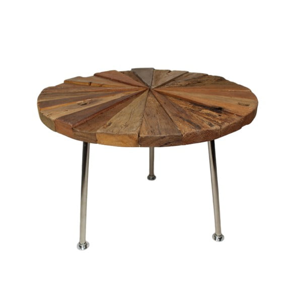Odkládací stolek s deskou  z teakového dřeva HSM collection Sun Stick, ⌀ 80 cm