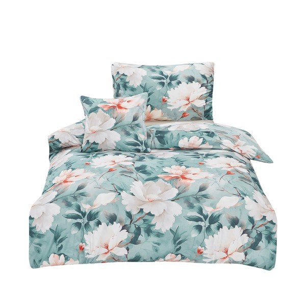 Türkiissinine 3-osaline mikrosatiinist voodipesu üheinimesevoodile 140x200 cm Selma - My House