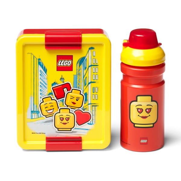 Kollane ja punane suupistekarp ja joogipudeli komplekt Iconic - LEGO®