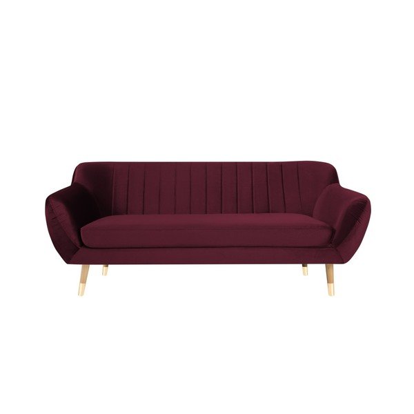 Vínová sametová pohovka Mazzini Sofas Benito, 188 cm