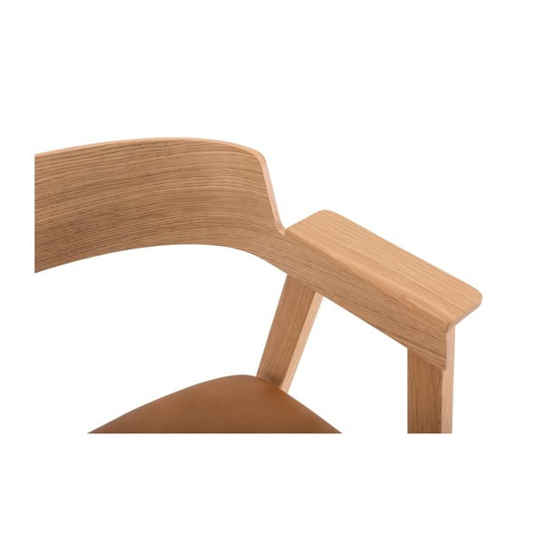 Pruun söögitool tammepuidust käetugedega Flip – Gazzda-image-4