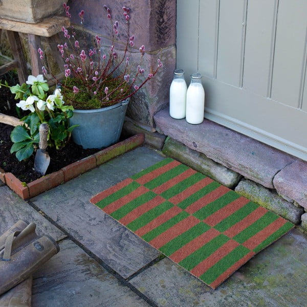 Kookoskiududest uksematt 40x60 cm Pink & Green Half Stripes - Artsy Doormats-image-3