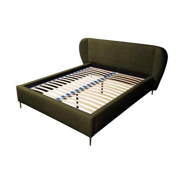 Tumeroheline polsterdatud kaheinimesevoodi koos voodipõhjaga 180x200 cm Makana - Makamii-image-1