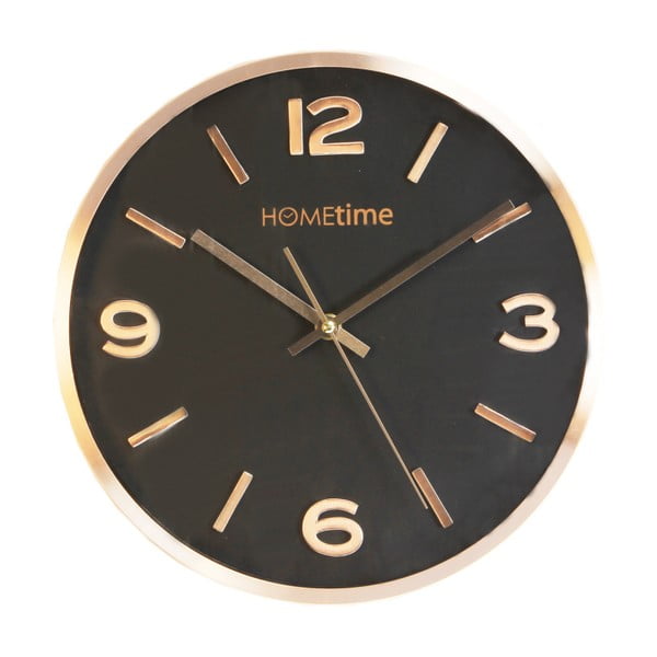 Černoměděné nástěnné hodiny Hometime Black, 30 cm