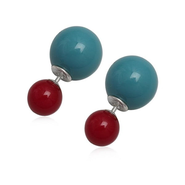 Náušnice Double Pearl Red and Blue