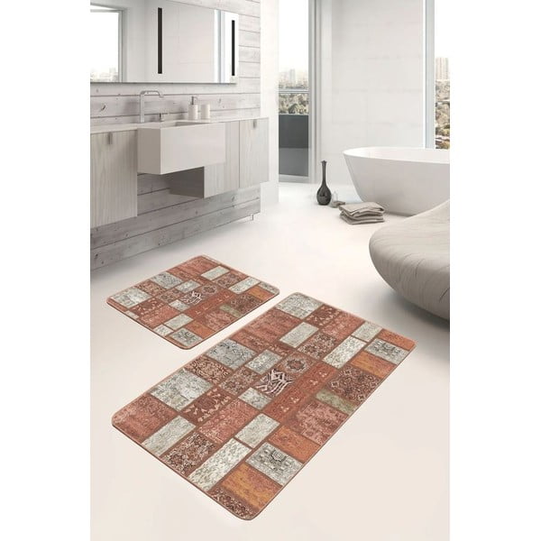 Pruunid sametist vannitoamatid 2tk komplektis 60x100 cm - Mila Home-image-3