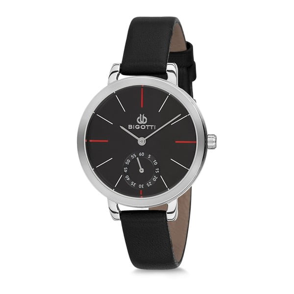 Dámské hodinky s černým koženým řemínkem Bigotti Milano Silverina