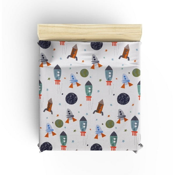 Valge puuvillane laste voodikate140x200 cm Spacex - Mijolnir