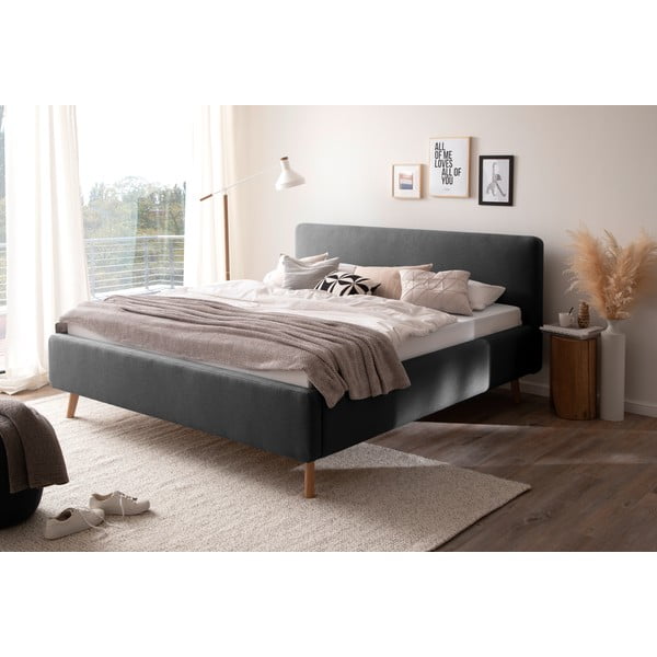 Tumehall polsterdatud kaheinimesevoodi koos voodipõhja ja panipaigaga 160x200cm Mattis - Meise Möbel-image-3