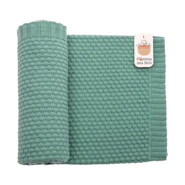 Roheline kootud beebitekk segakiududest 75x86 cm Pomme des Bois - Moulin Roty-image-2
