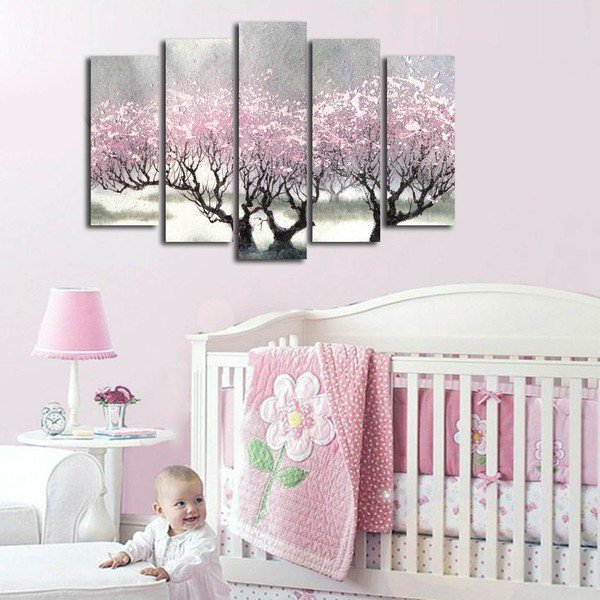 5-osaline maal lõuendil Cherry Blossom - Wallity-image-1