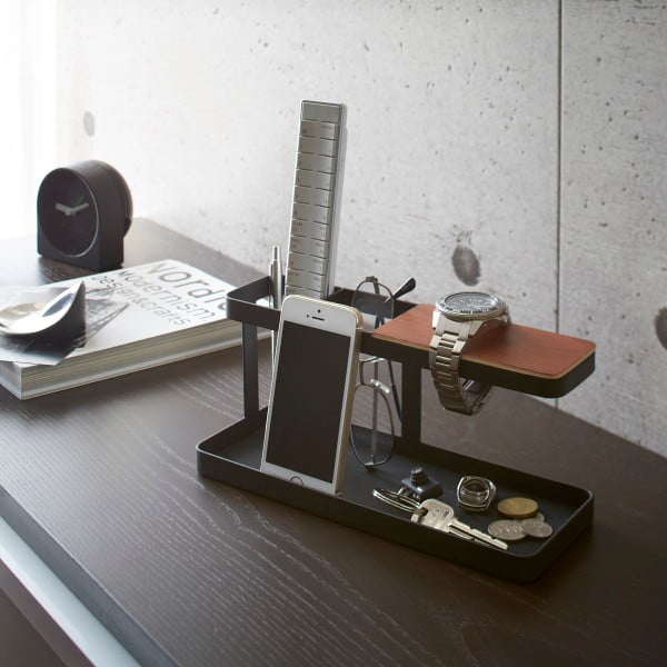 Must multifunktsionaalne statiiv pöögipuidust detailidega Desk Bar Tower - YAMAZAKI-image-2