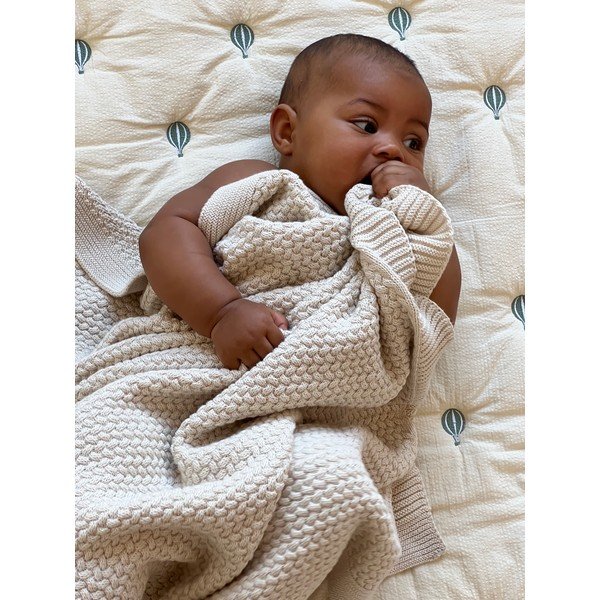 Helekollane/sinine orgaanilisest puuvillast tepitud beebide tekk 90x120 cm Balloon - Cam Cam Copenhagen-image-4