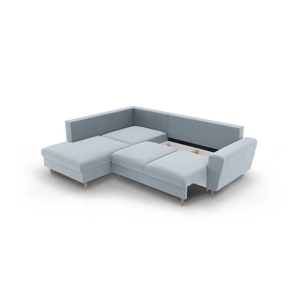 Helesinine sametist panipaigaga nurgadiivanvoodi (vasak nurk/"L"-kujuline) Kyoto - Cosmopolitan Design-image-3