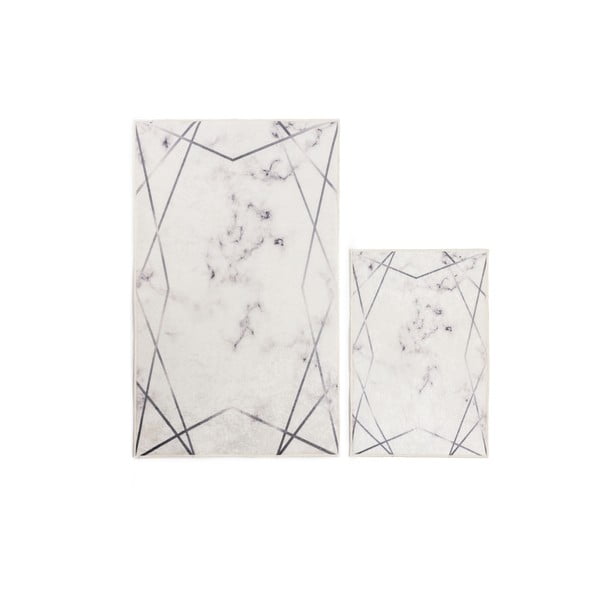 2 valge ja halli värvi vannitoamattide komplekt Mila Home Geometric - Minimalist Home World