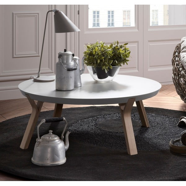 Valge kohvilaud, Ø 90 cm Solid - Kave Home-image-1