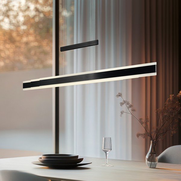 Matt must LED-rippvalgusti metallist varjuga Arcola - Trio-image-1