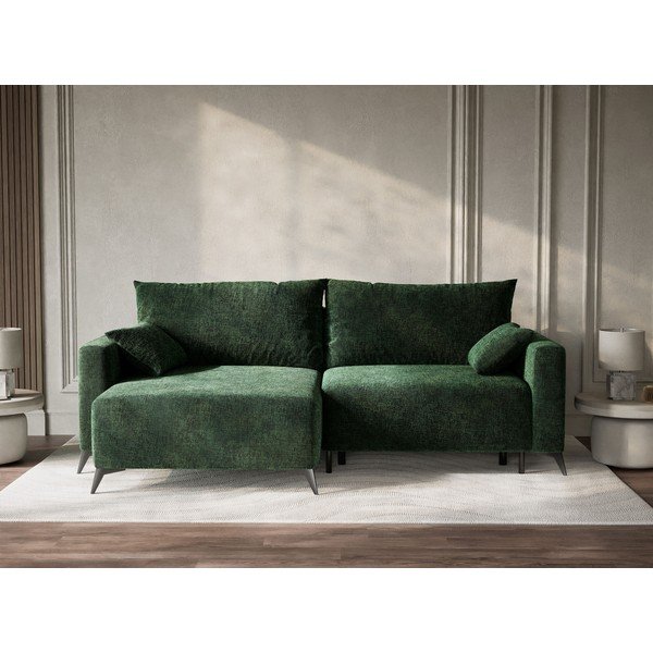 Tumeroheline šenilldiivanvoodi/panipaigaga nurgadiivan (vasak nurk/diivanvoodiga) Leon - Maison de Rêve-image-1