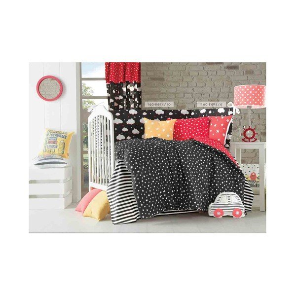 Hall ja punane puuvillane beebipadi Mike & Co. NEW YORK Pillow mänguauto, 32 x 25 cm - Mike & Co. NEW YORK-image-2