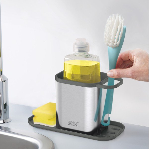 Läikiv hõbedane metallist pesuvahendialus Duo Steel - Joseph Joseph-image-2