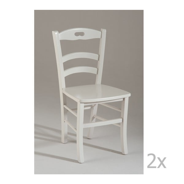 Sada 2 bílých dřevěných jídelních židlí Castagnetti Pranzo