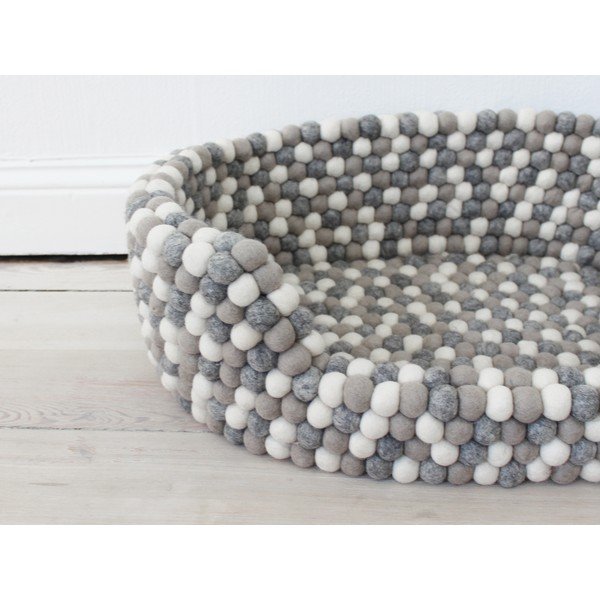 Helehall ja valge pallivillane lemmikloomavoodi Ball Pet Basket, 80 x 60 cm - Wooldot-image-1