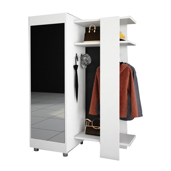 Bílá šatní skříň se zrcadlem Antre-image-3