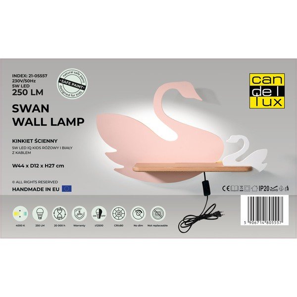 Valge ja roosa laste valgusti Swan - Candellux Lighting-image-4