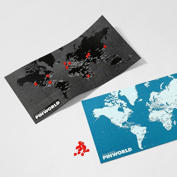 Černá nástěnná mapa světa Palomar Pin World Mini, 77 x 48 cm-image-4