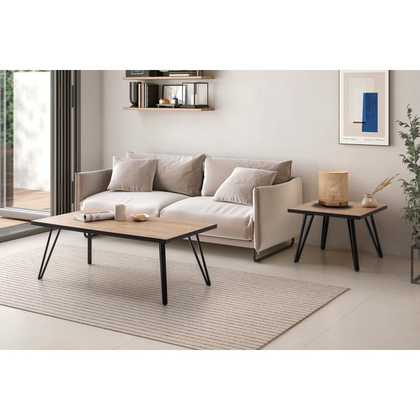 Must/füüsiline kohvilaud tammeplaadiga 60x120 cm Sindi - Marckeric-image-1