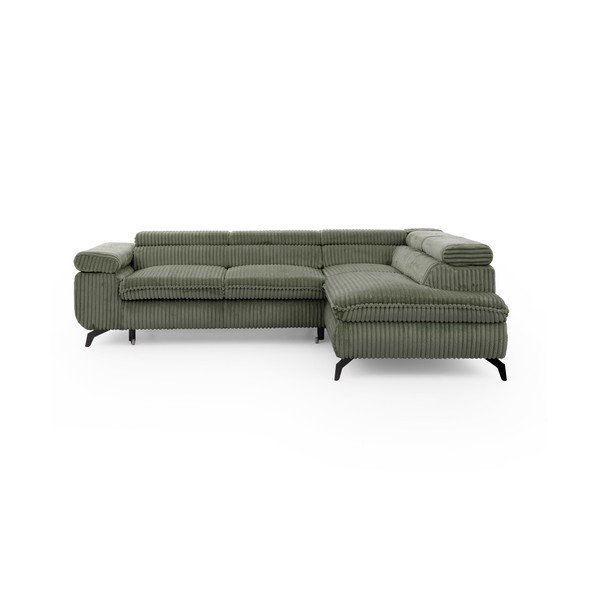 Roheline velvetist nurgadiivan (parempoolne/L-kujuline) Marbeya - Ropez